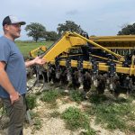 Matt Kruger uses a no-till drill to plant corn or soybeans into winter-killed cover crops.