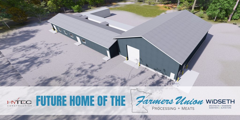 Future Site of Farmers Union Processing + Meats sign.